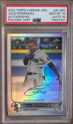 Julio Rodriguez Rookie Auto Topps Chrome Update AC-JRO PSA 10 Auto 10