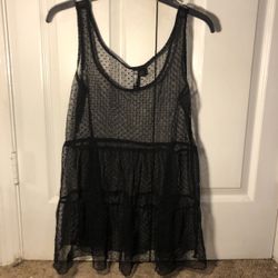 Black Sheer Dot Print Coverup