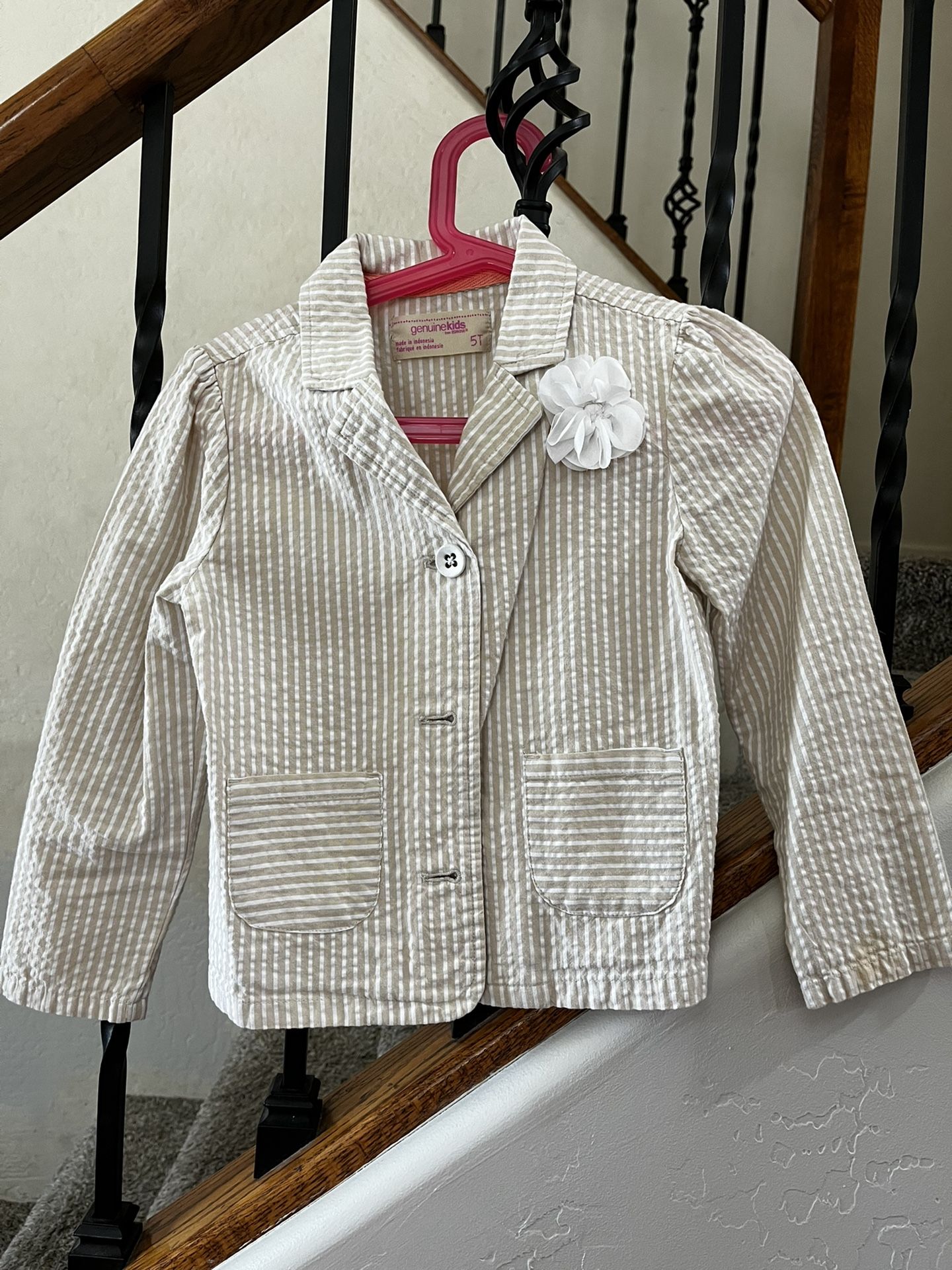 Nude And White Stripe Blazer Size 5T