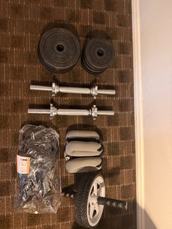 Home Workout Bundle: Adjustable Dumbbells, Resistance Bands & Ab Wheel