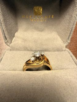 Vintage 3-stone Diamond Bridal Set