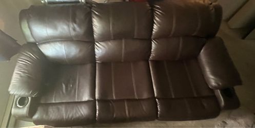 Brown Faux Leather Couch