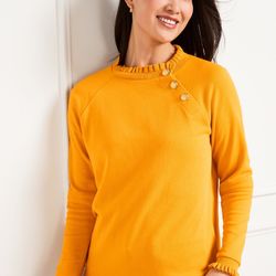 Talbots RUFFLE TRIM RAGLAN SWEATSHIRT casual comfy office outfit winter