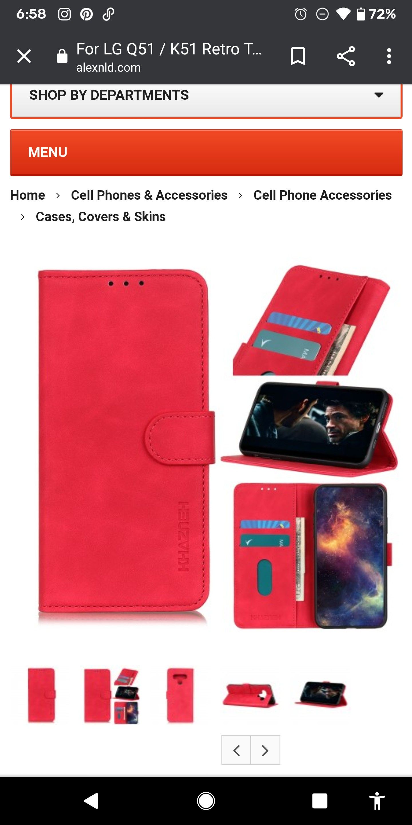 Red leather phone case for LG phone