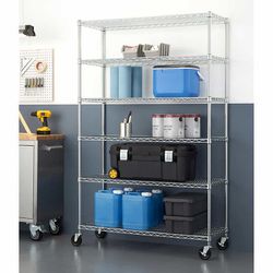 6-tier Wire Shelving Rack with Wheels 