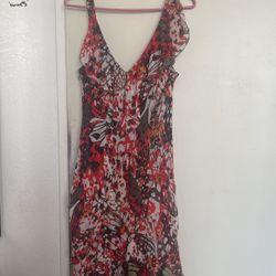 Vestido Largo Floreado Con Olanes Al Rededor Elegante 