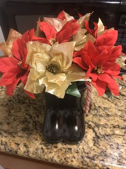 Floral pens- gold & red Poinsettias