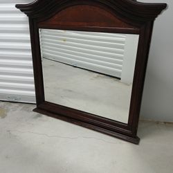 Large Cherry Finish Wooden Mirror 