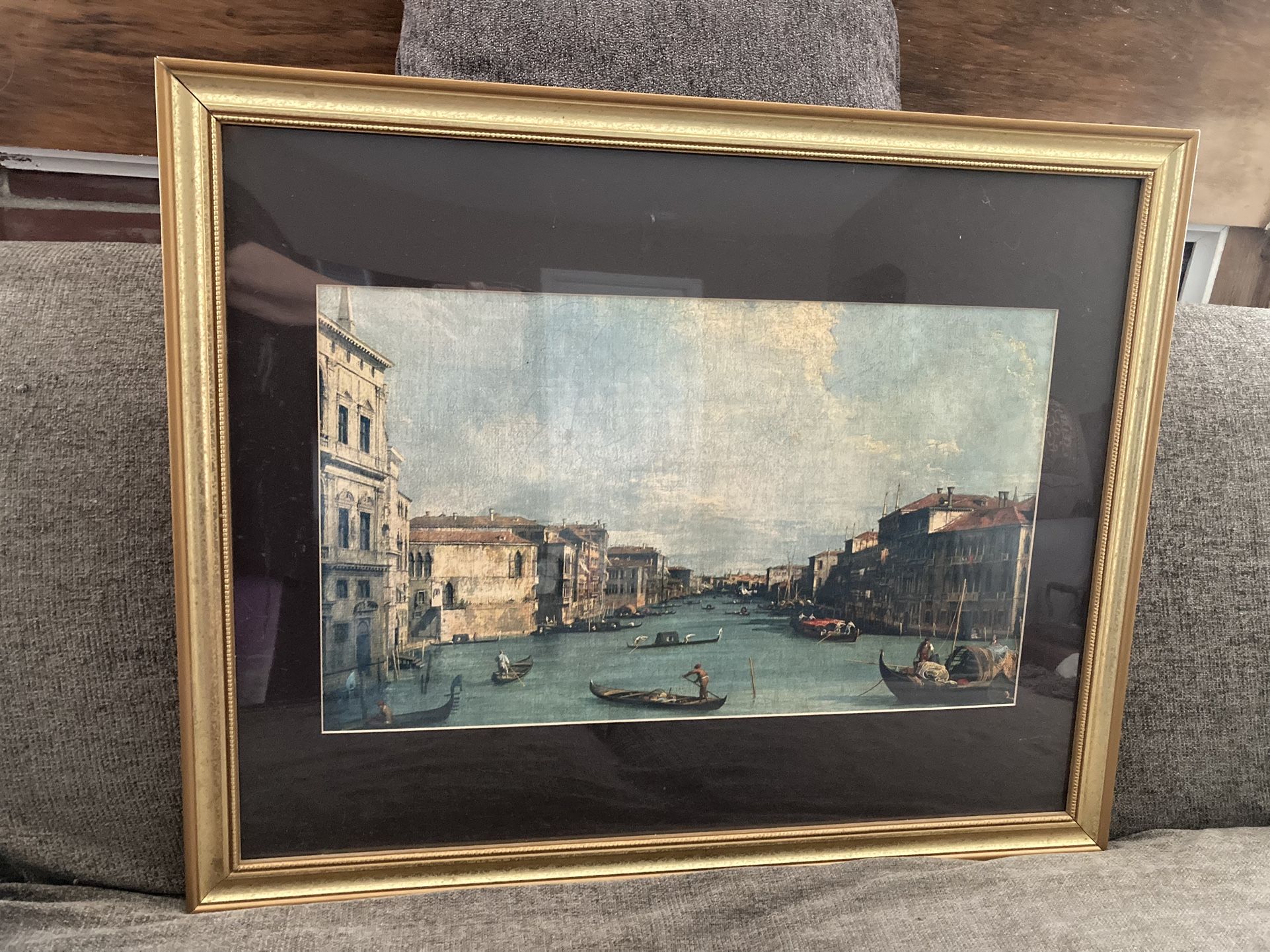 Vintage Venice Art Print In Gold Frame; Baroque/ Rococco