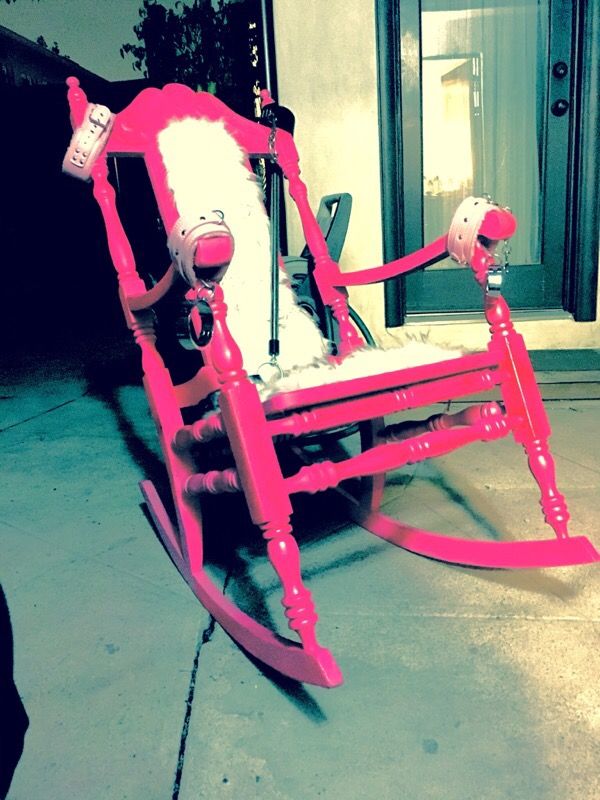 Hot pink glitter w/faux fur bdsm chair