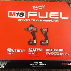 Milwaukee M18 FUEL 18V Lithium-Ion Brushless Cordless Hammer Drill and Impact Driver Combo Kit (2-Tool) with 2 Batteries