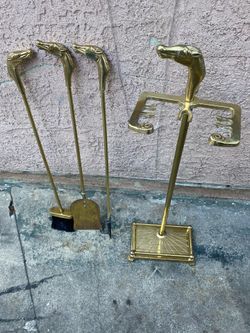 Vintage horse head fireplace stools