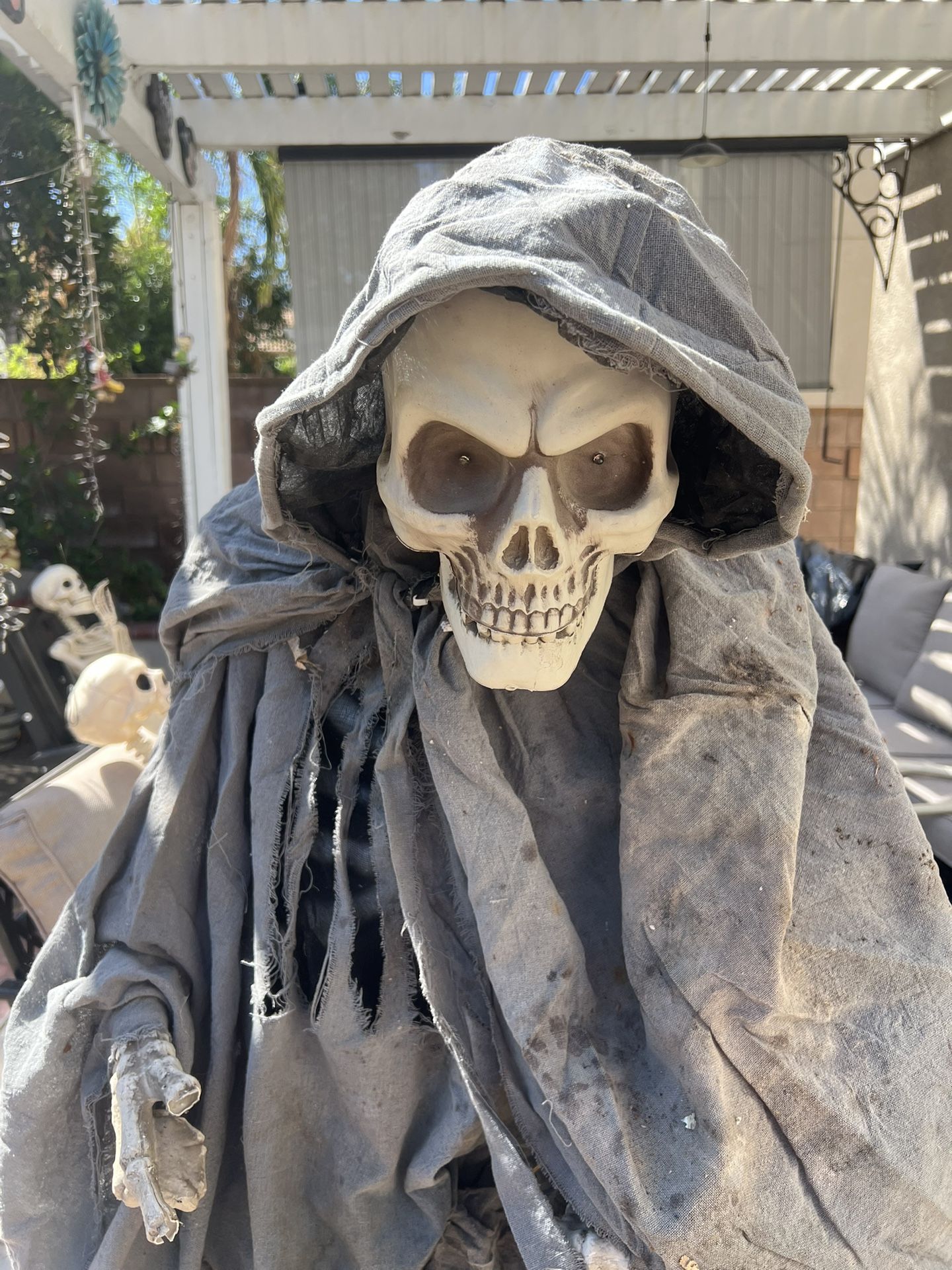 Halloween Bobblehead Grim Reaper 6 ft Animatronic Prop! Read!