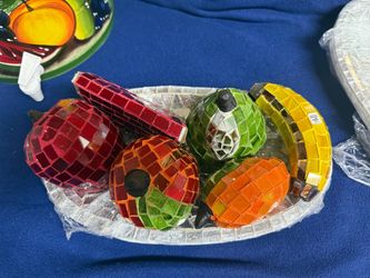 Mosaic Glass Fruit Bowl Decorative Set