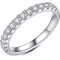  Moissanite Wedding Band, Wedding Ring for Women, 0.3 ct D Color VVS1 Lab  Diamond Sterling Silver Rings Half Eternity Stackable Engagement Ri