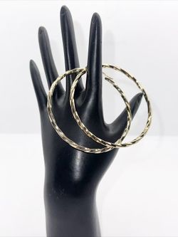 14kt Yellow Gold Filled Vintage “Hoop” Hip hop Brooklyn Earrings 2.5x2.5 Inches