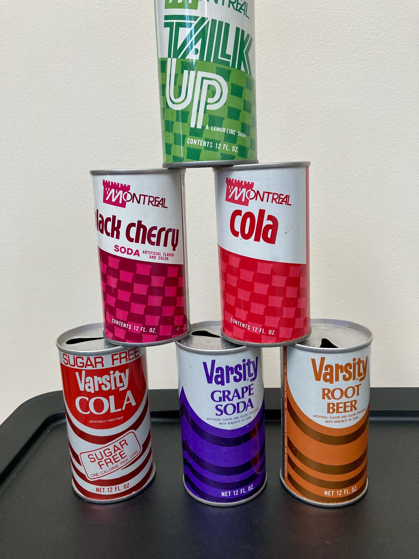 Vintage 1970’s Montreal And Varsity Brand Soda Pop Cans.