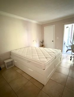 White Bed Frame with Mattress - ASSEMBLED!