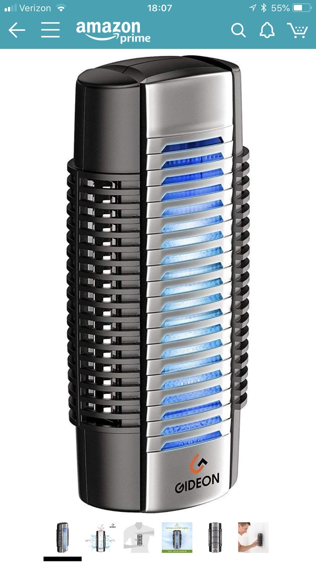Gideon Mini Plug-in Air Ionizer Air Purifier Portable UV Air Sanitizer Helps Eliminate Germs, Odors and Allergens Such as Dust Mites and Mold Spores