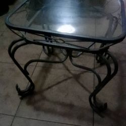 Iron And Glass End Table 