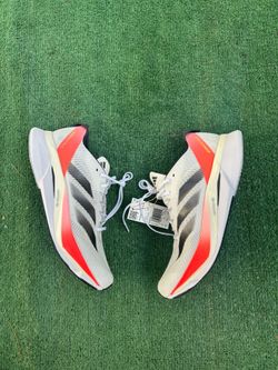 Size 9.5 Men’s - Adidas Adizero Boston 12 White Aurora Solar Red