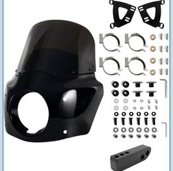 Motorcycle Fairing Windshield Kit For 2006-2017 Dyna Street Bob Super Glide FXD FXDC Low Rider Accessories, 48-58mm Forks 11" Smoked Motorbike Wind-Sc