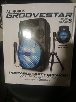 Portable Party Speaker w/ Mic. Stand