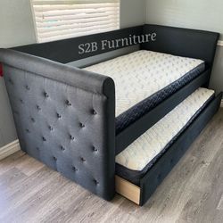 Twin Twin Size Charcoal Daybed W Ortho Mattress