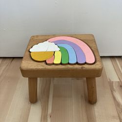 Vintage Rainbow Puzzle Steps Stool