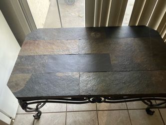 Slate Top Wrought Iron Console Table
