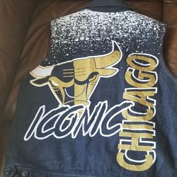 Black and Gold 2xl Bulls Jean Vest 
