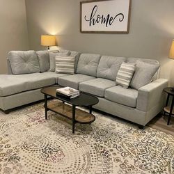 🔥 Brand New Grey/Black L Shape Fabric Sectional Sofa/Couch • Pay After Delivery 🚚