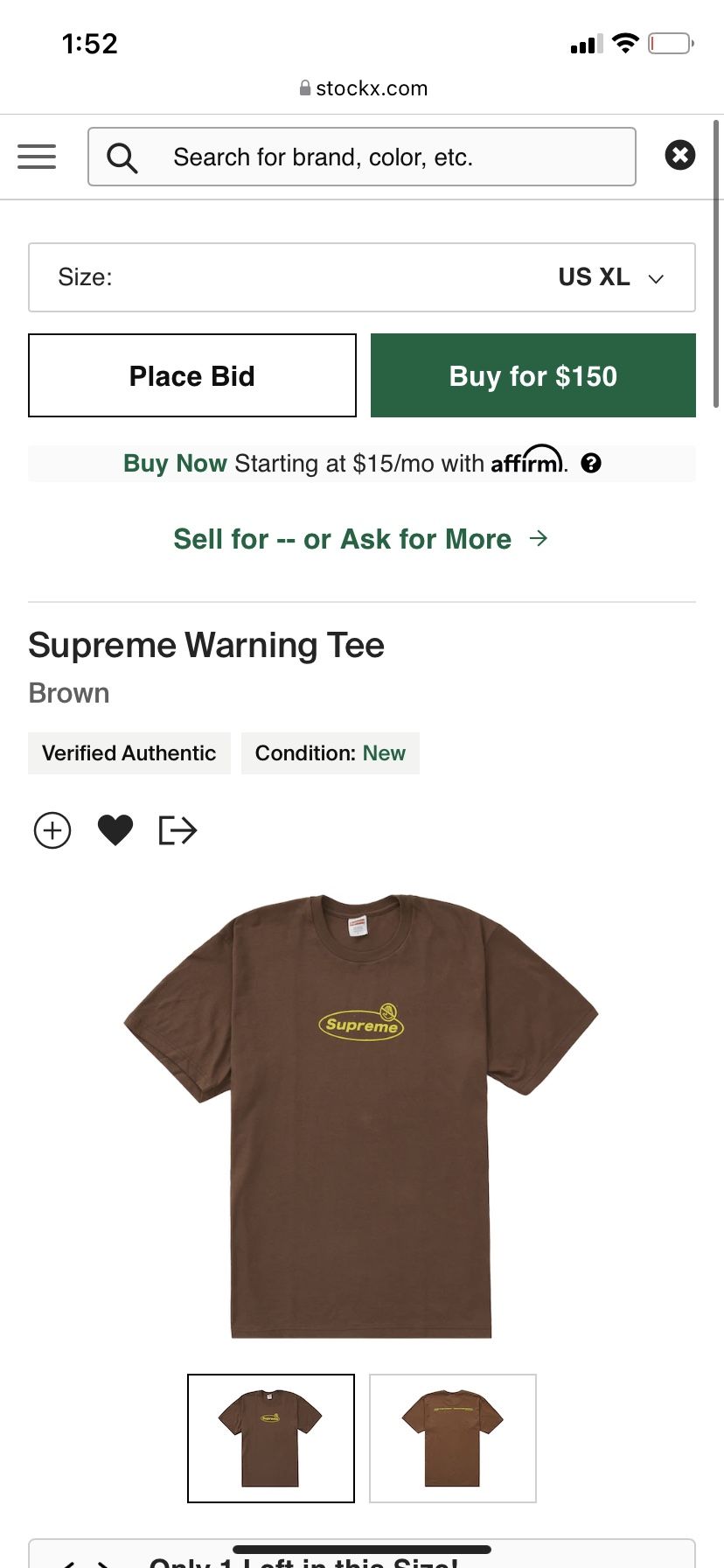 Supreme Warning Tee