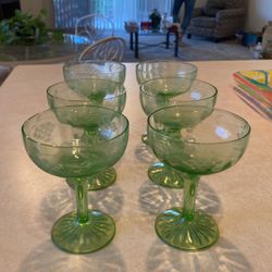 Antique Green Glass Goblets