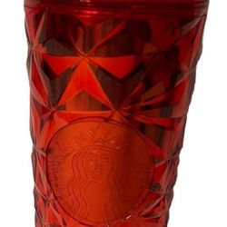 Starbucks Holiday Red Diamond Prism Crystal Venti Cup Tumbler 24oz New