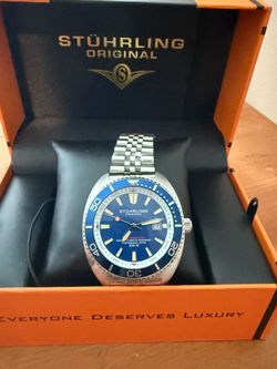 Stuhrling Original Oceanmaster Automatic Dive Watch Blue New