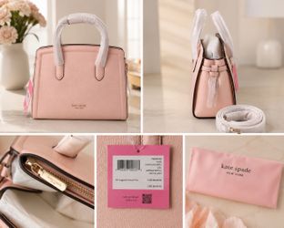 NEW Kate Spade Knott Medium Pebbled Leather Satchel Mochi Pink NWT $348 MSRP