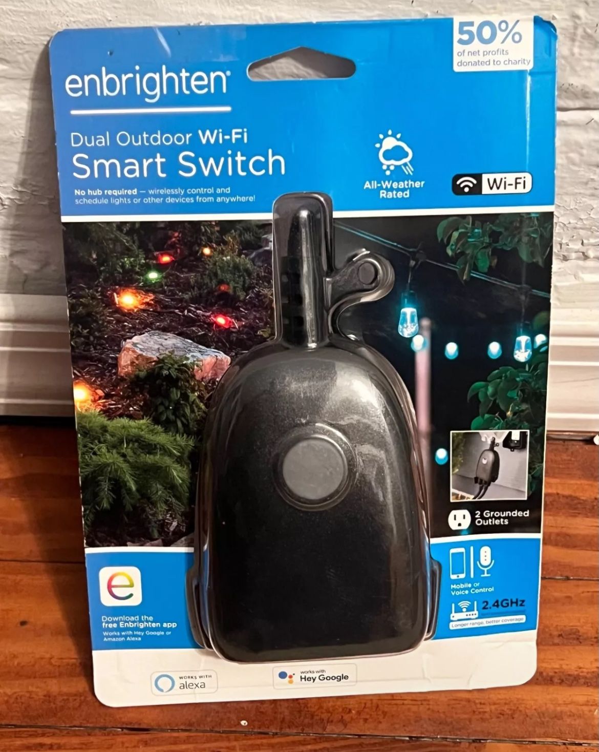 Enbrighten Wi-Fi Smart 2-Outlet Outdoor Switch Plug-in, 51251, Black
