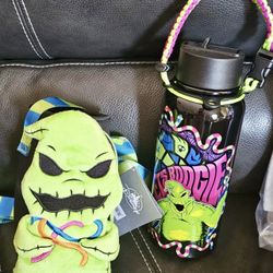 Disney NBC Oogie Boogie 32 oz. Stainless Steel Water Bottle AND Carrier NWT