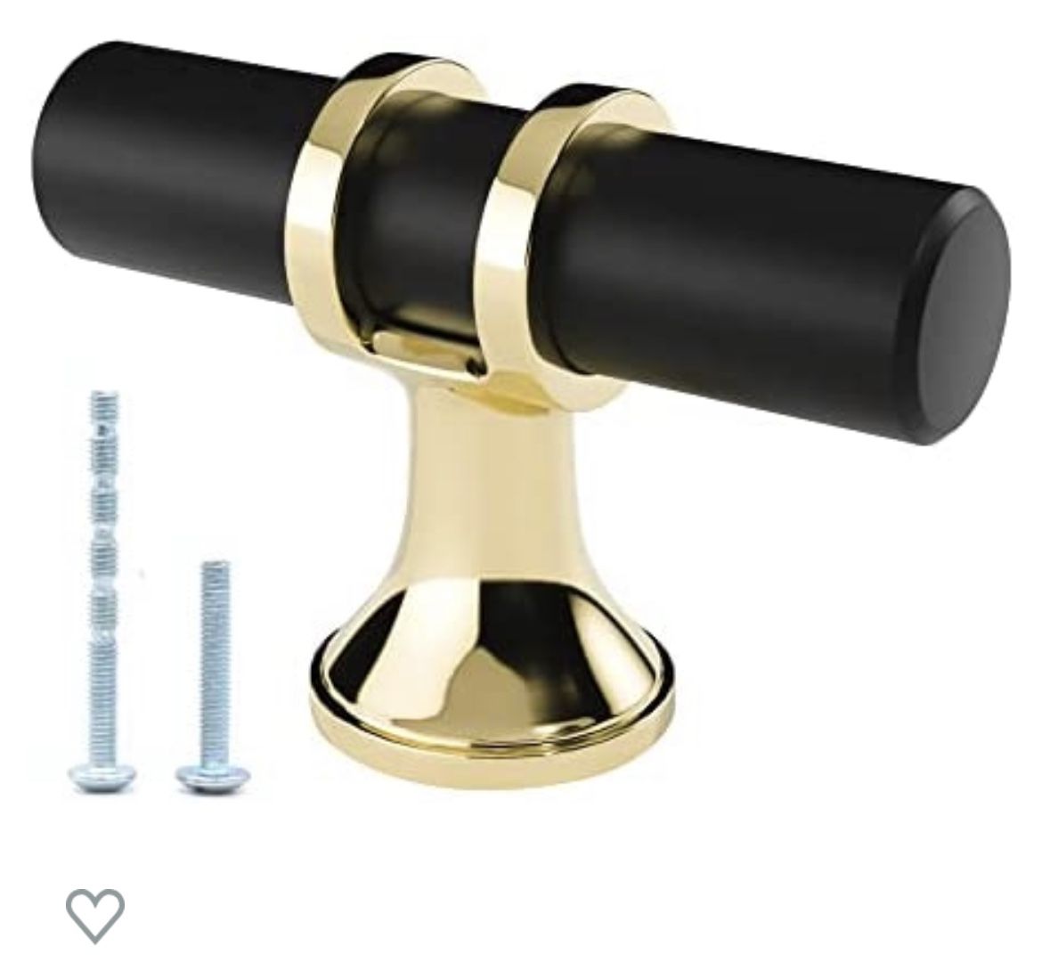#10 Cabinet Pull Knob Black With Gold