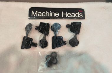 Guyker Bass Tuners (4 for Right) - 1:20 Ratio Open Gear Tuning Key Pegs Machine Head Replacement for Electric Jazz Guitar Bass or Precision Instrument