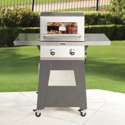 Cuisinart Two Burner Gas Grill with Stainless Foldable Side Tables