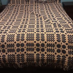 Antique 19th C. Summer/winter reversible coverlet /blanket