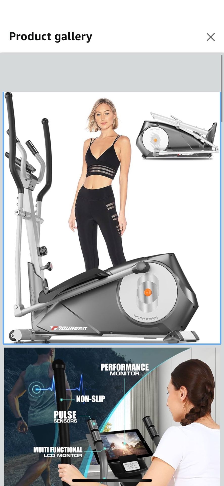 YOUNGFIT Elliptical Machine, Exercise Machine Trainers with 90% Pre-Installed, Newest 22 Level Ultra Quiet LCD Monitor and Pulse Sensor for Home/Offic