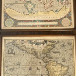 Framed 1950’s World Maps