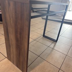 Modern Reclaimed Wood And Metal Console Table With Waterfall Edge 