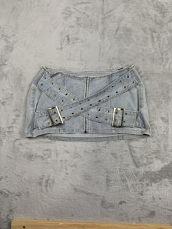 SHEIN Denim Mini Skirt With Zipper Front M(6) Womens 