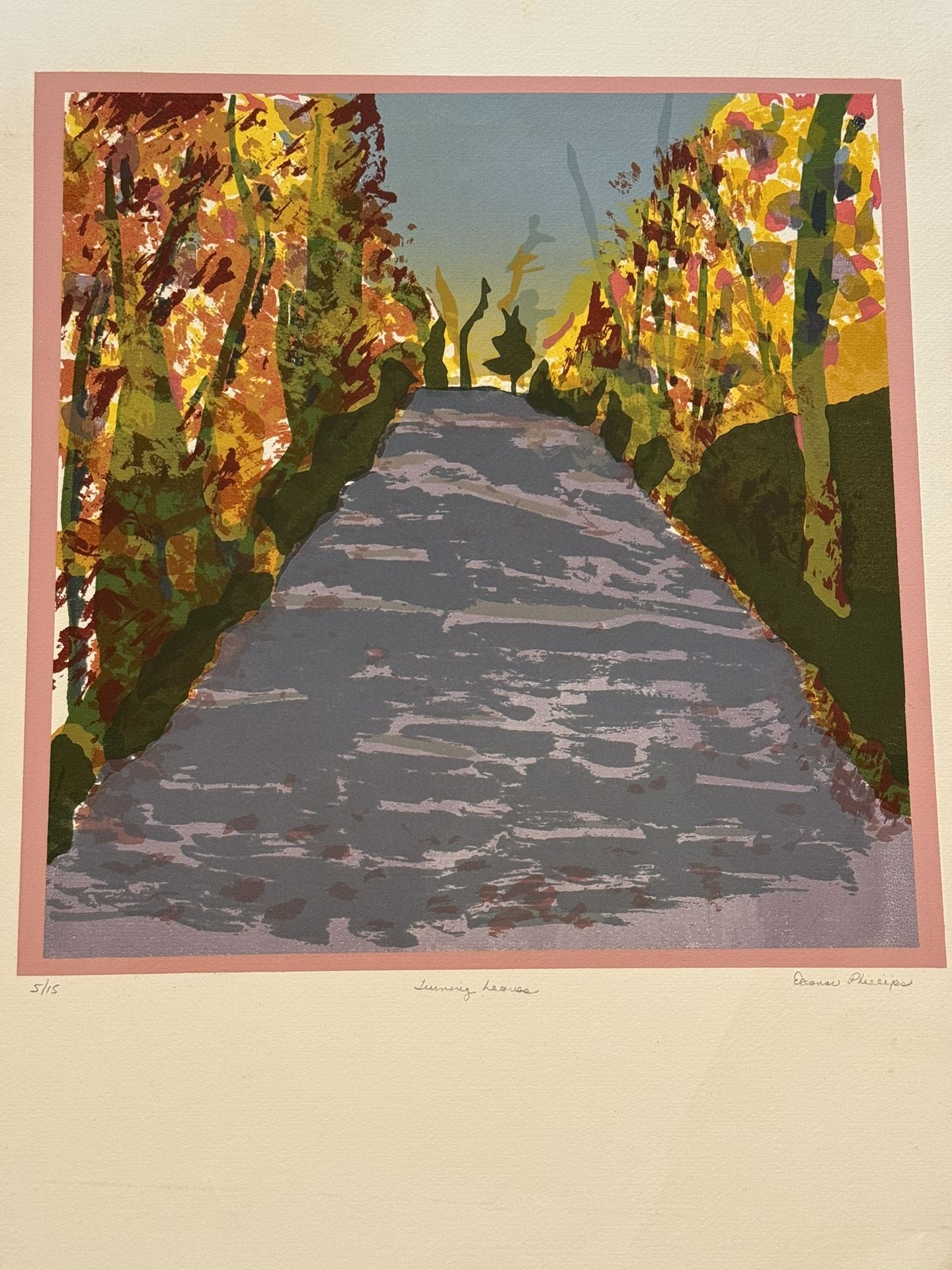 ELEANOR PHILLIPS Listed c1980 Serigraph "Turning Leaves" Signed/Numbered 5/15