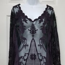 Sheer Black Lace Top M