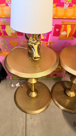 Gold Unicorn Head Table Lamp with Side Table